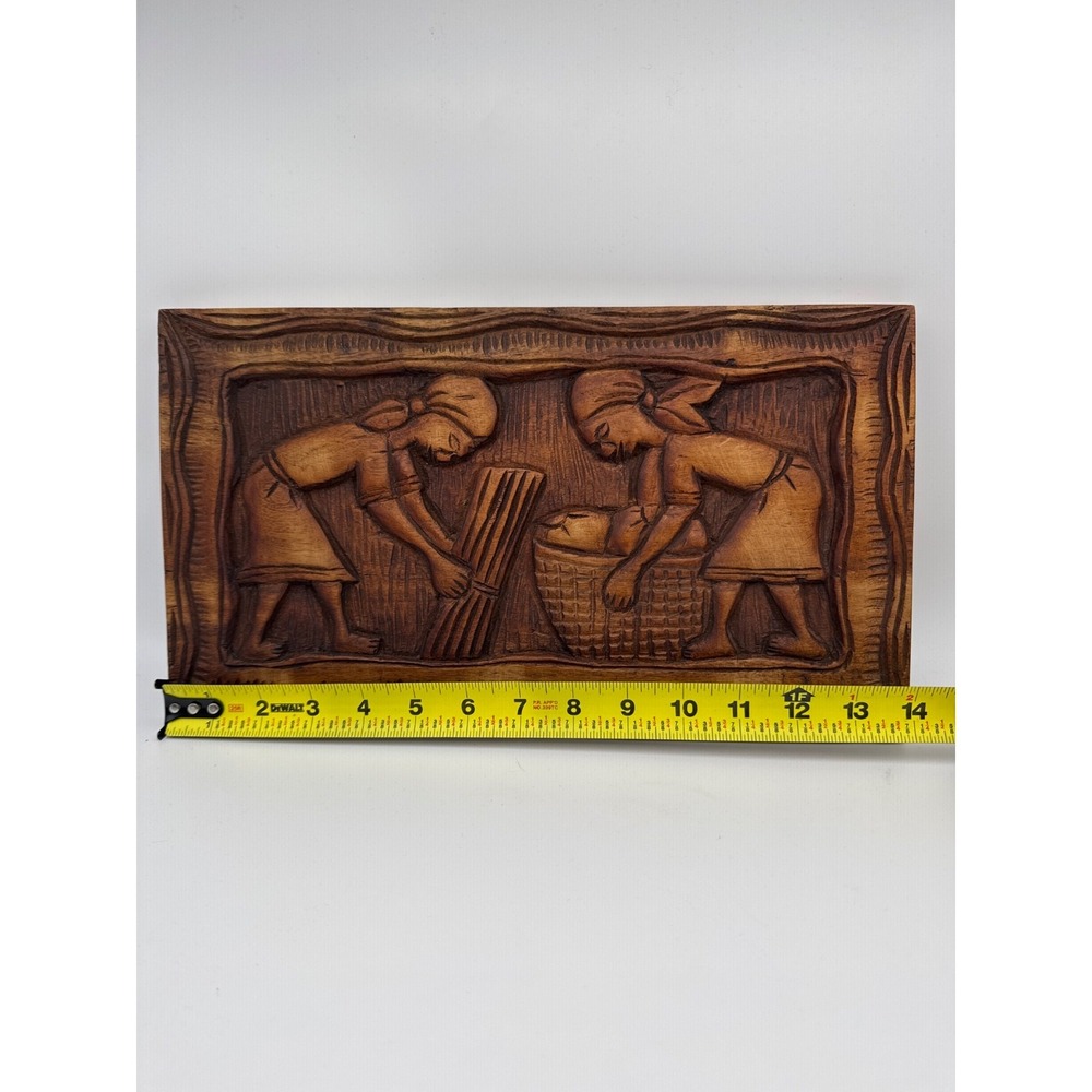 Haitian Hand Carved Wood Art Handcrafted Wall Hanging Decor Wooden Plaque Panel - Picture 2 of 5